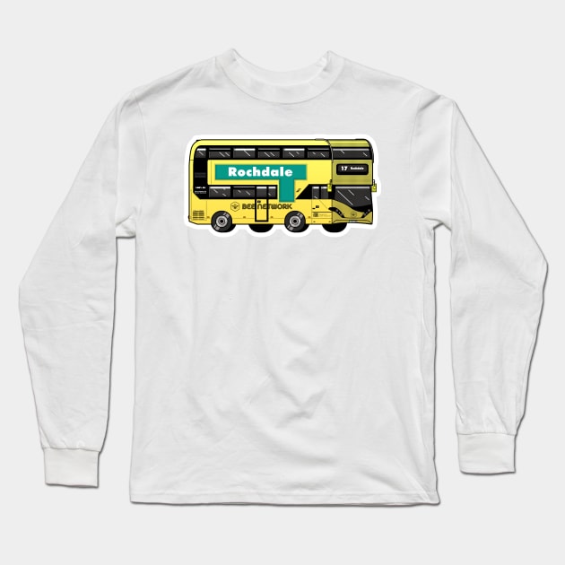 Rochdale Transport for Greater Manchester (TfGM) Bee Network yellow bus Long Sleeve T-Shirt by jimmy-digital